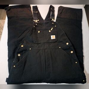 Carhartt Black Insulated Double Knee Bib Overalls Size 36x32 R41 BLK